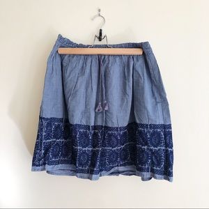 J Crew Zafrina Chambray Embroidered Skirt